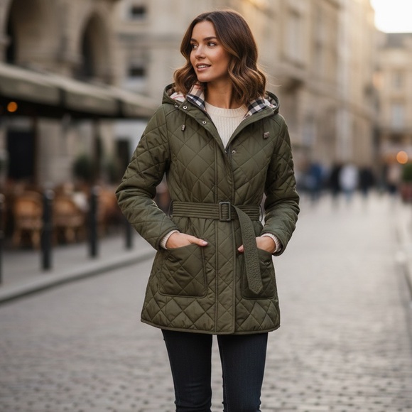 Burberry Jackets & Blazers - Burberry Brit Finsbridge Diamond Quilted Jacket in Olive Green size small